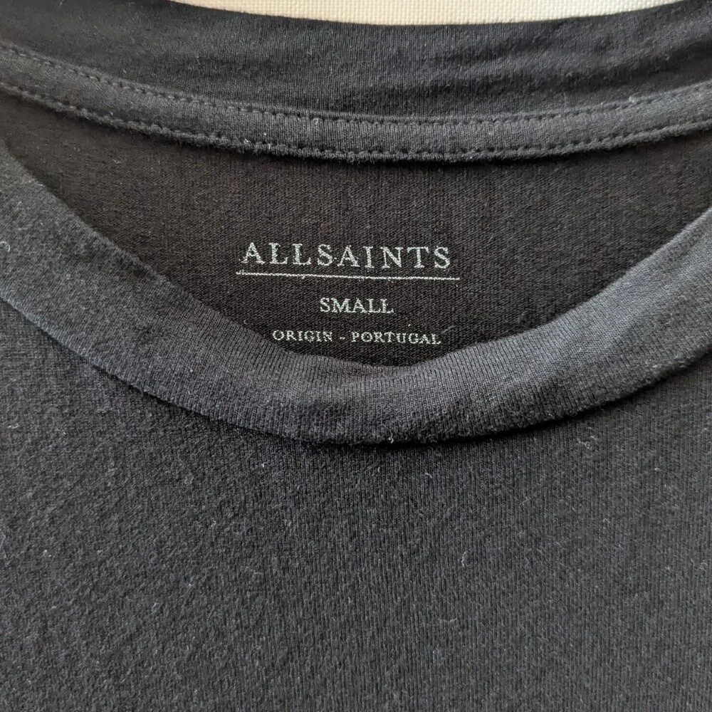 Allsaints Rip It Up Tunic Tee Black Grey Tone Abstract Graphic High Low Hem - Picture 6 of 12